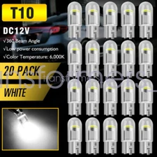 20PCS Super White T10 168 W5W 2825 LED License Plate Interior Light Bulb 6000K