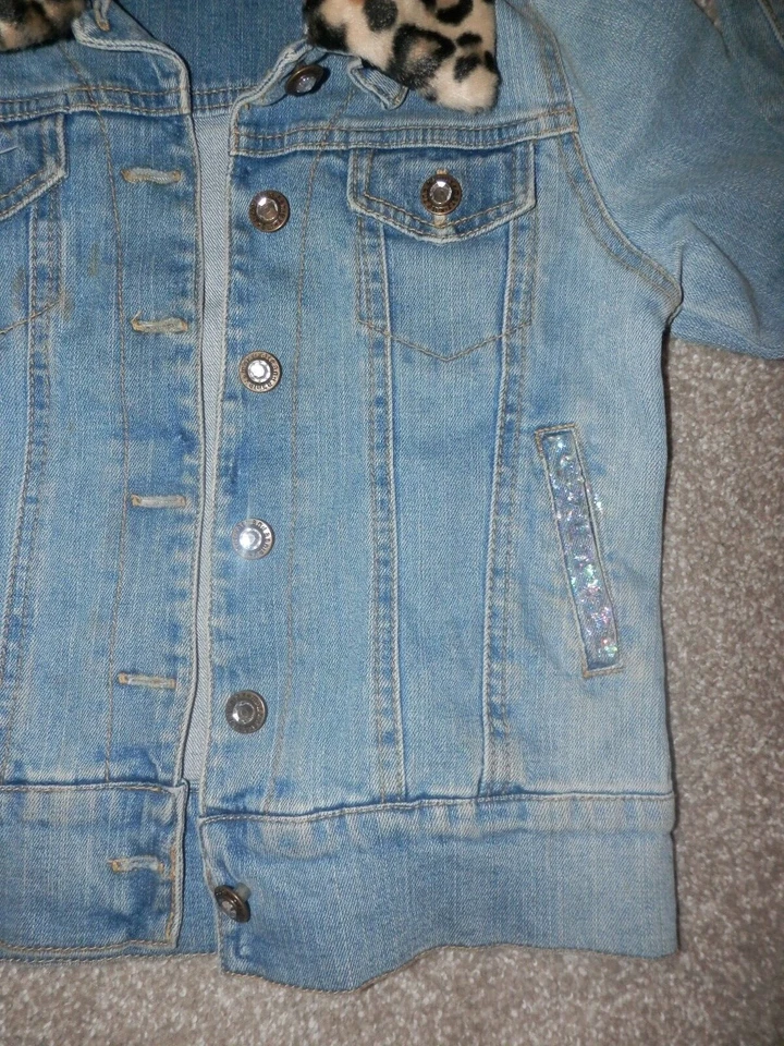 CHAQUETA VAQUERA AZUL DE DISEÑO MARY-KATE AND ASHLEY PIEL SINTÉTICA LEOPARDO TALLA 8 Foto 4 de 4