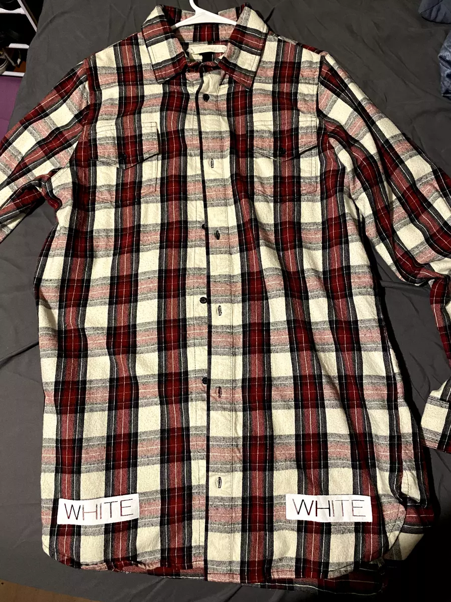 Off-White - Embellished Checked Cotton-Blend Flannel Shirt - Men - Red  Off-White