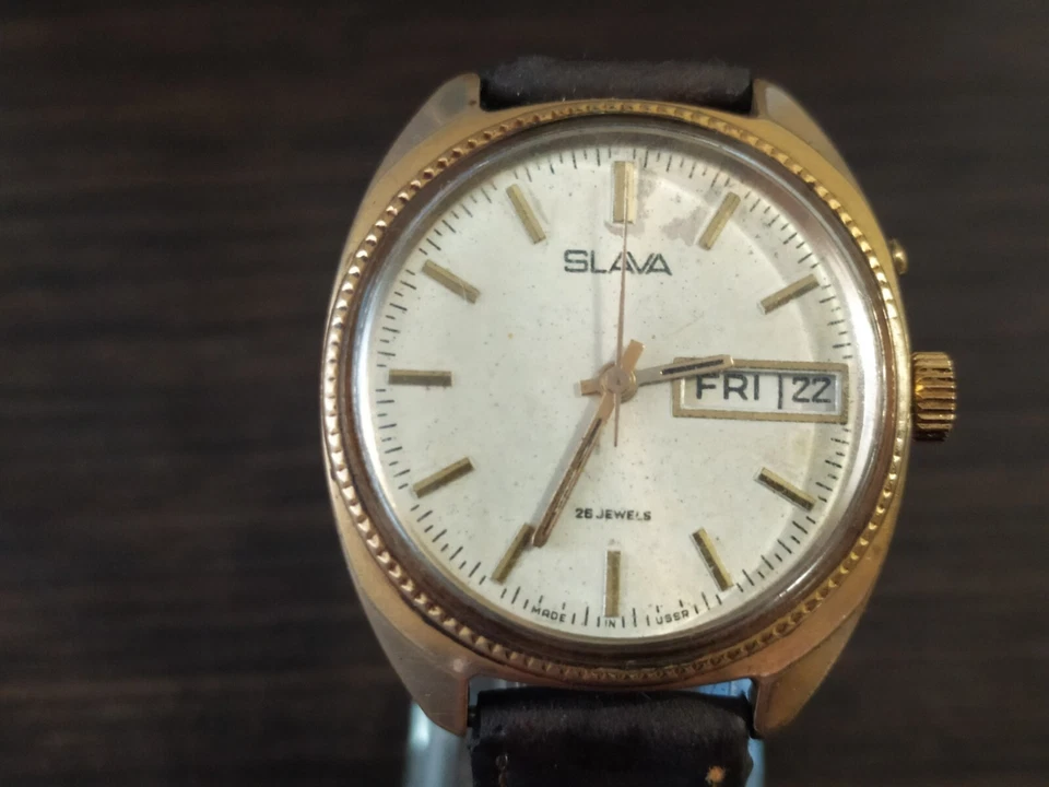 watch SLAVA Vintage AU Gilding Soviet mechanical 26 stones USSR - Image 3 of 4