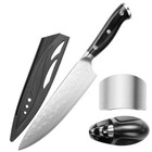 3pc Chef Knife Gift Set with Finger Guard & Sharpener - High Carbon Steel