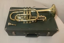 Vintage Holton Collegiate C-602 Bb cornet silver and brass (1966) SN 436180 box