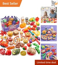 46-Piece Pretend Play Food Set with Storage Bag for Creative Kids Cooking
