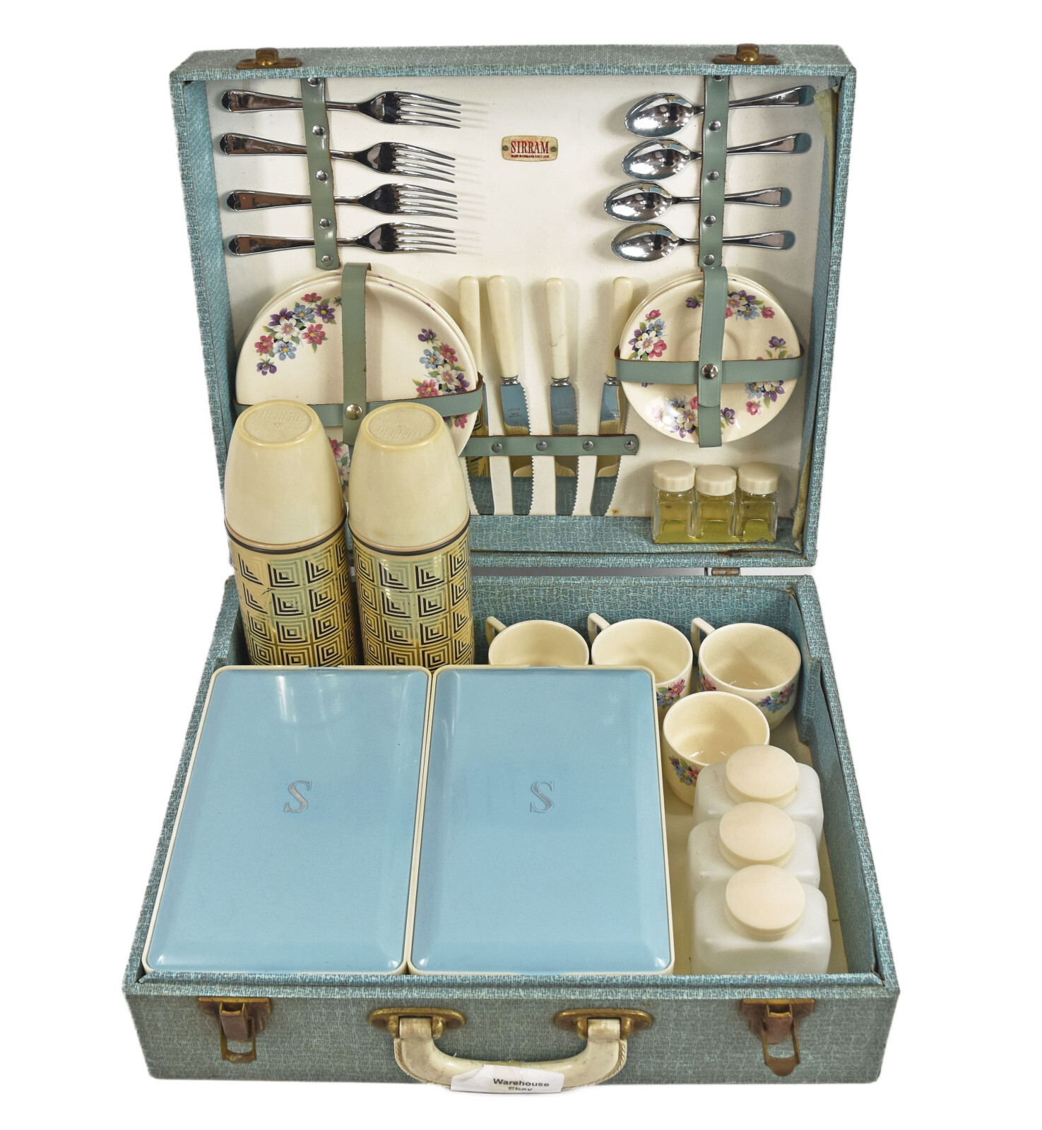 Vintage SIRRAM Picnic Hamper Case Set 1960s Retro eBay