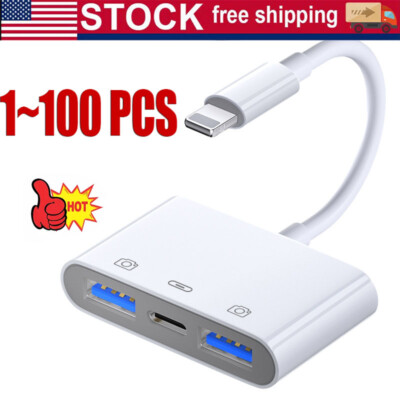 #ad For iPhone to dual USB 3.0 Camera OTG Adapter with Charging Port for iPad lot $6.48