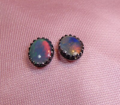 Spencer Idaho Opal Triplet 8 X 10 mm Sterling Silver Posts with Fiery ...