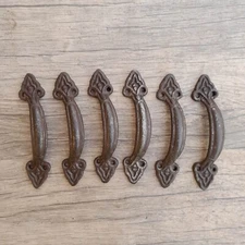 6pcs Vtg Victorian cast iron door window Drawer cabinet screen cupboard handle