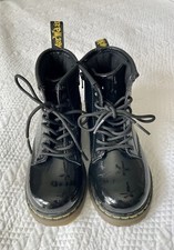Dr. Martens Kids Brooklee Patent Leather Black Boots Size 10