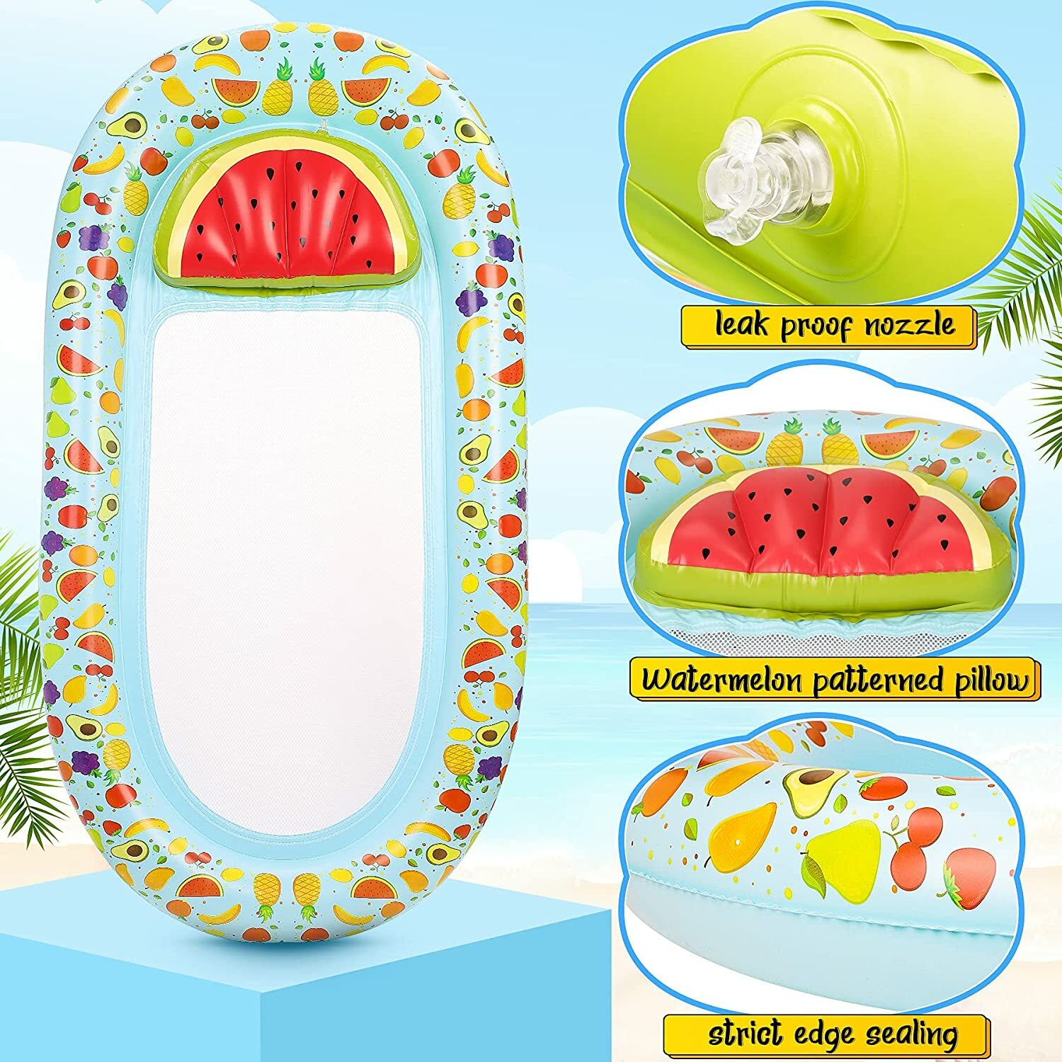 Bouee hamac flottant gonflable avec coussin ergonomique de mer