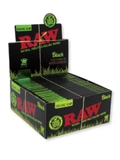 RAW BLACK ORGANIC HEMP Rolling Papers - FULL SEALED BOX King Size Slim 50 Packs 