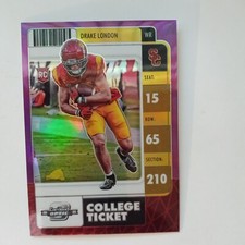 Drake London 2022 Chronicles Contenders Optic College Ticket Purple Prizm /49 RC