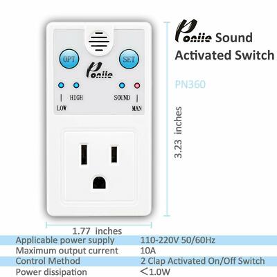 Poniie PN360 Plug in Wireless Remote Sound activated, Clapper ON/OFF M1296