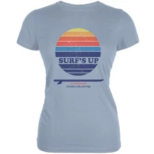Surf's Up Cloudbreak Beach Light Blue Juniors Soft T-Shirt