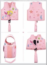 Pink Mermaid Kids Swim Vest Life Jacket, Adjustable Buoyancy, Removable Floats