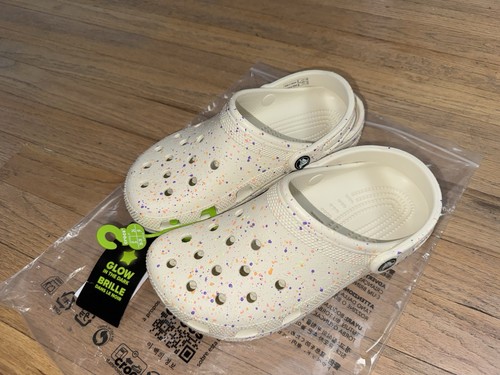 Crocs Kids' J6 Glow Paint Splatter Clog Summit White/Multi EU 38-39 Women's 8