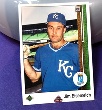 1989  JIM EISENREICH UPPER DECK HOLOGRAM ON FRONT ERROR SUPER RARE 44 2 ON BACK