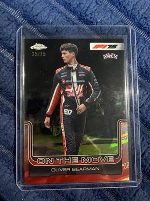 2025 Topps Chrome Formula 1 #186 Oliver Bearman 75th Anniversary Black #/75 RC