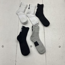 5 Pack Black Gray  White Cushioned Ankle Socks Men's One Size NEW