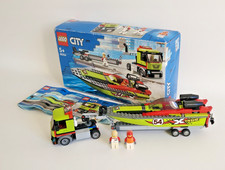 LEGO City 60254 Barca da corsa su rimorchio completo TBE scatola di...