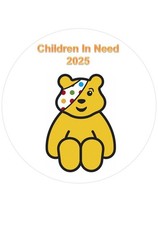 7.5 INCH ROUND CHILDREN IN NEED/PUDSEY BEAR WAFER/ RICE PAPER CAKE TOPPER