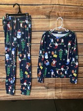 The Children's Place Boys Christmas Pajama Set Santa Snowman Tree Print Size 8