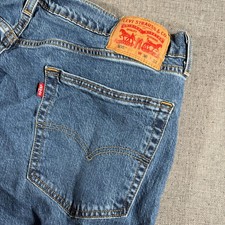 Levi 505 Regular Fit Jeans Mens 36x32 Blue Medium Wash Straight Leg Stretch
