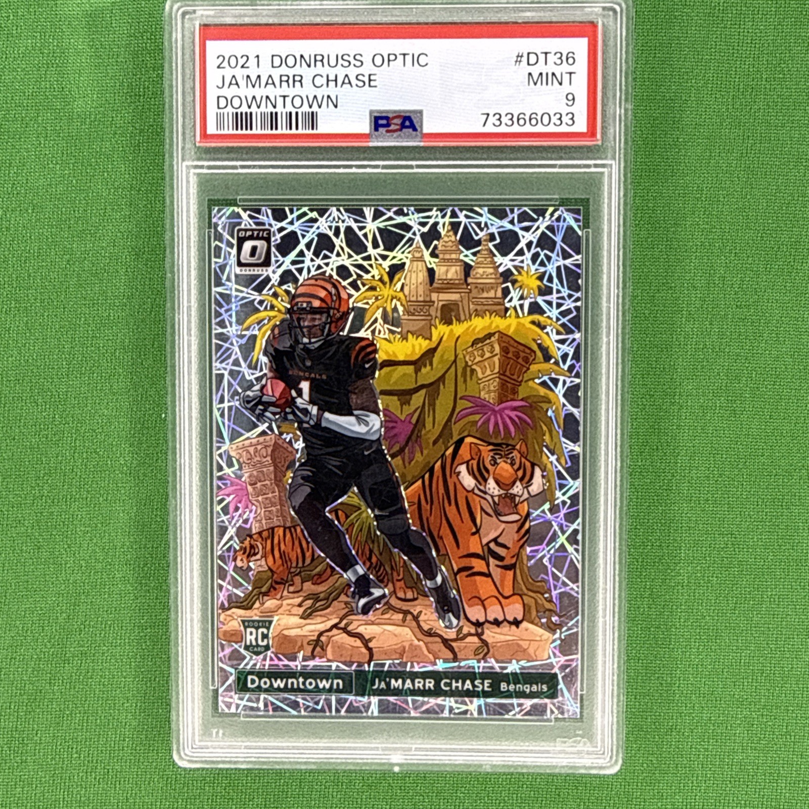 🔥 2021 PANINI DONRUSS OPTIC JA'MARR CHASE #DT36 DOWNTOWN ROOKIE MINT PSA 9