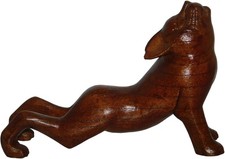 Hand Carved Wooden Home Ornament Sculpture Figurine Stretching Cat 19.5cm Long