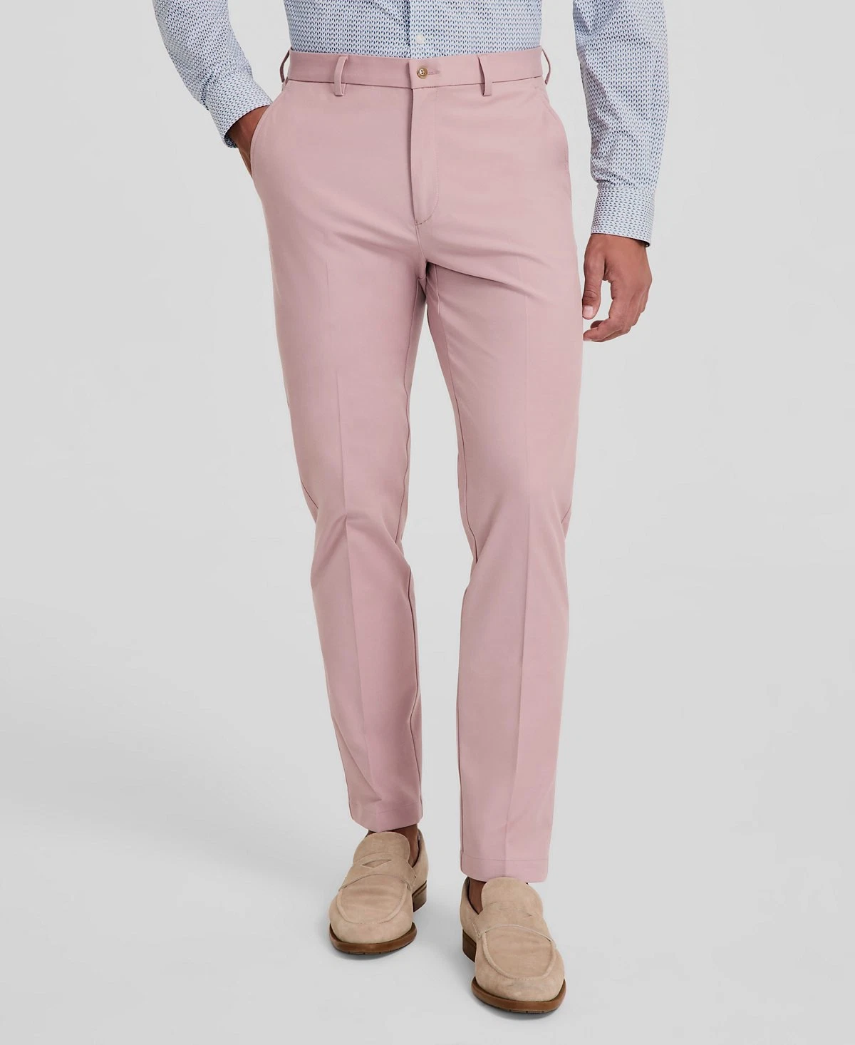 Michael Kors Men's Pink Classic-Fit Cotton-Blend Dress Pants Size 36W/34L