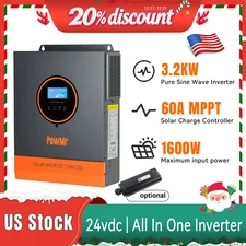 3200W 24V Solar Hybrid Inverter 110/120V AC 100A MPPT Charge Controller PV 108V