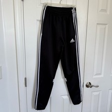Adidas Unisex Black Track Lounge Jogger Sports Pants Kids Size XL Pockets EUC