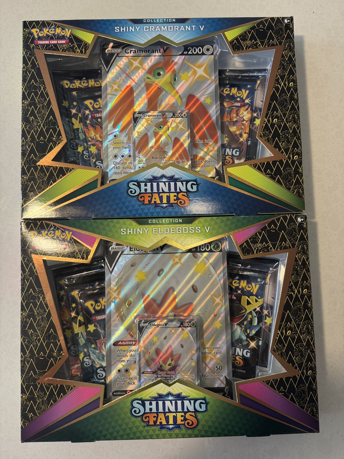 Pokemon Shining Fates Sets 1 Shiny Cramorant V and 1 Eldegoss V Collection KB