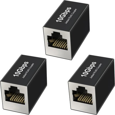 PoE Supported Shielded RJ45 Coupler 10Gbps 3 Pack for Ethernet Extending