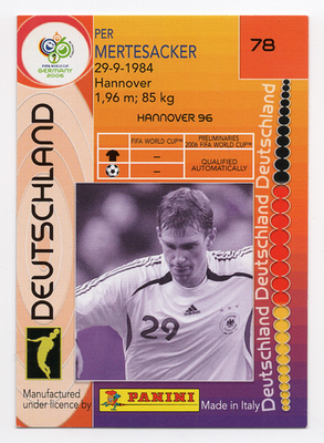 78. Per Mertesacker (Germany) Panini FIFA World Cup Germany 2006