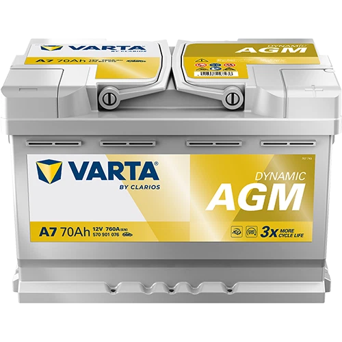 Varta 570901076K262 Varta AGM 12V 70Ah 760A für VW WIESMANN