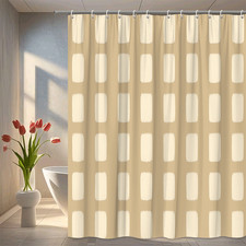 Farmhouse Style Beige Shower Curtain with Modern Design