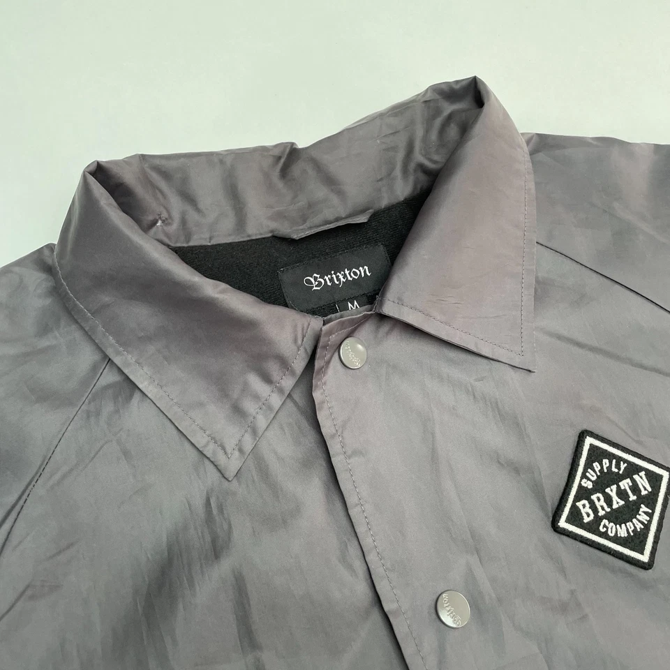 Brixton Coach Jacket Men's Medium Grey Snap Front Lined Lightweight Jacket - Image 4 of 4