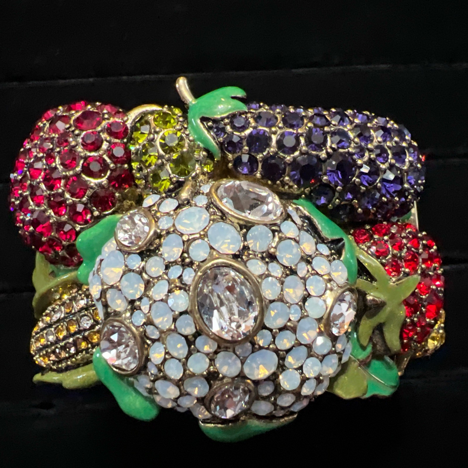 Heidi Daus Multi Colored Rhinestone Vegetable Bra… - image 7