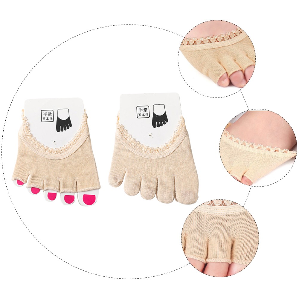 SAOLA 2 Paia Calze Pizzo Cinque Dita Miss Donna Donna Bocca Profonda Suola Pad