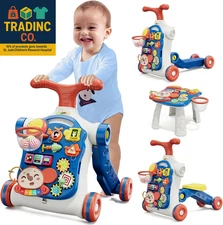 5 in 1 Baby Push Walker for Baby Boy, Activity Center Learning to Walk, Sit to S