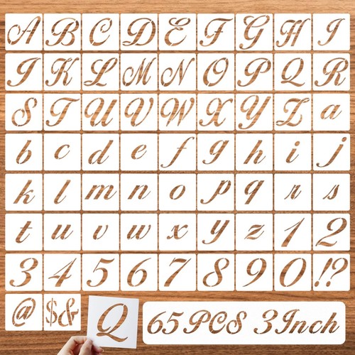 DZXCYZ 3 Inch Letter Symbol Stencils for Painting on Wood 65 Pcs Alphabet Drawi
