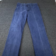 Vintage Wrangler Jeans Mens 34x30 Blue Medium Wash Denim Straight Leg USA Hemmed