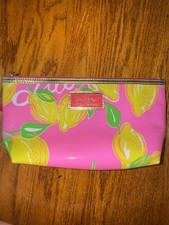 Lilly Pulitzer Pink Lemon Print Zipper Makeup...