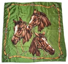 Vintage Equestrian Horse Scarf- Made In Japan- 30x30 Inches
