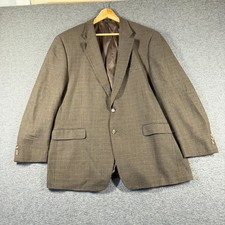Vintage Chaps Blazer Men 48L Brown Houndstooth Read 100 Wool