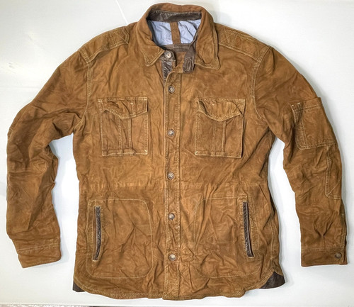 Massimo Dutti Brown Button XL Suede Collection Mid-Length Jacket Men's