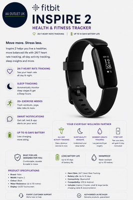 Fitbit Inspire 2 Gesundheits- & Fitnesstracker 24/7 Herzfrequenz bis 10 Tage schwarz