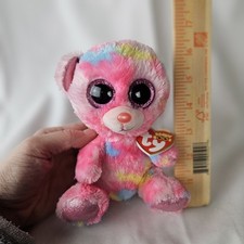 TY Beany Boo Franky The Bear Gold Sparkly Ears 6”  With Tags Stuffed Animal