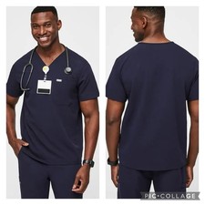 EUC Men s Figs Navy Leon Three-Pocket Scrub Top