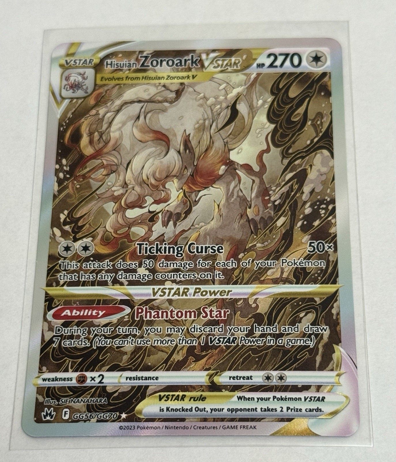 Hisuian Zoroark VSTAR GG56/GG70 Holo Crown Zenith Galarian Gallery Pokemon Card